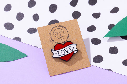 Vintage Love Heart Tattoo Pin
