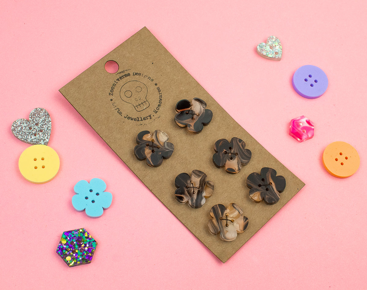 Marble Black Acrylic Buttons
