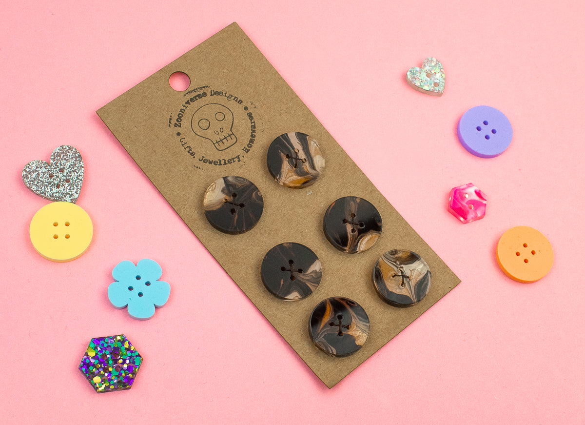 Marble Black Acrylic Buttons