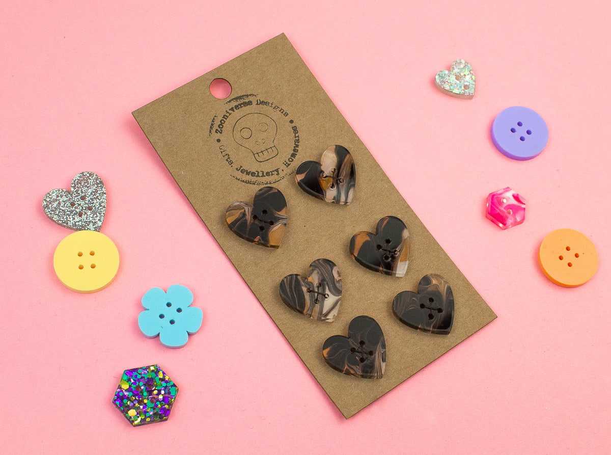 Marble Black Acrylic Buttons
