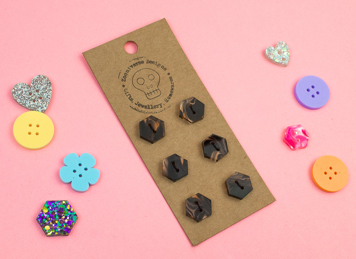 Marble Black Acrylic Buttons