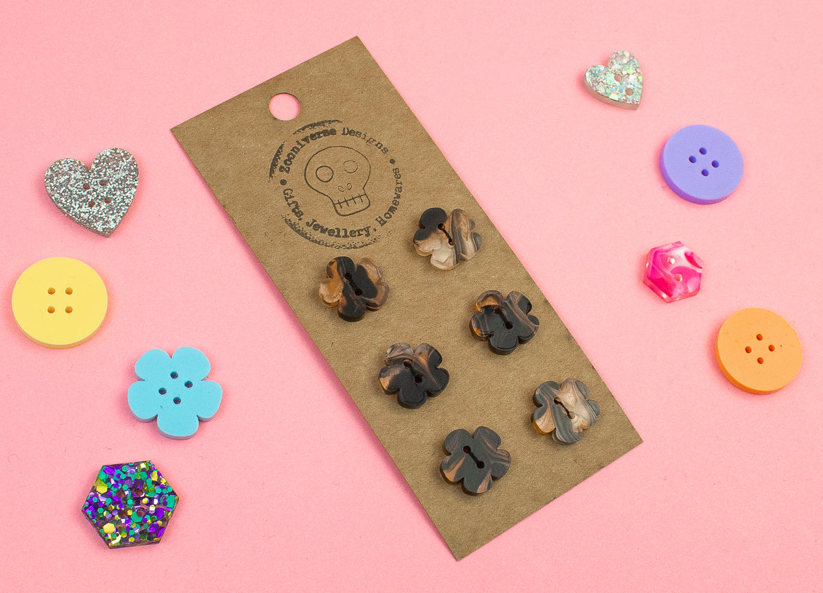 Marble Black Acrylic Buttons