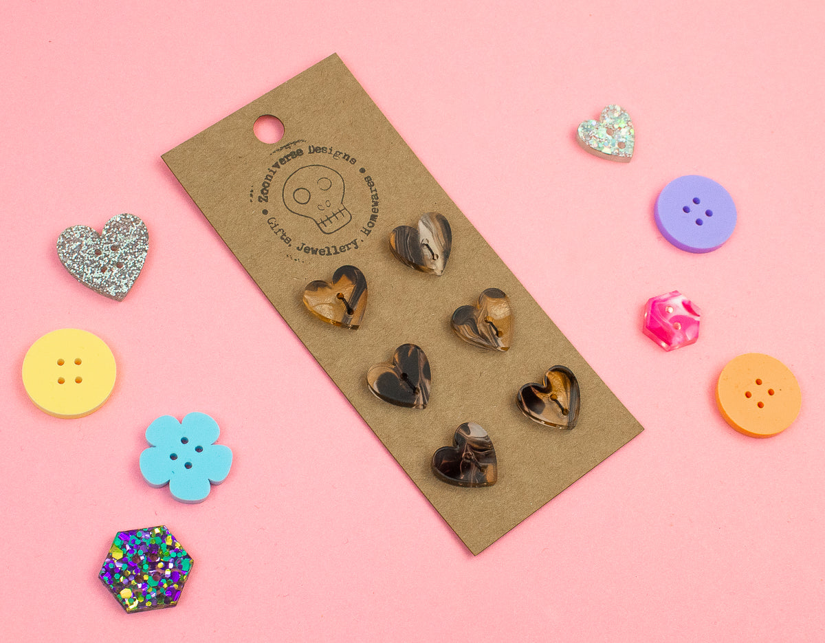Marble Black Acrylic Buttons