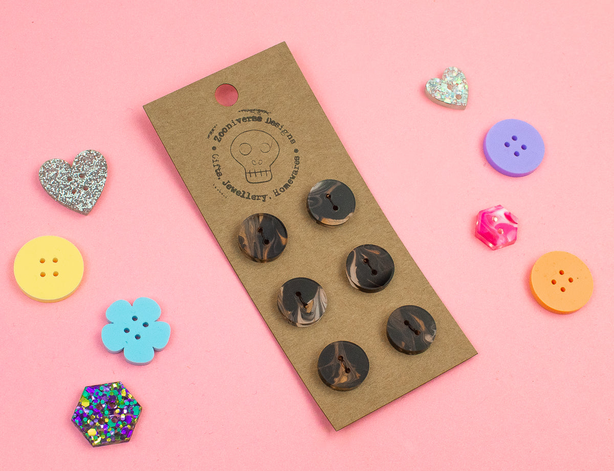 Marble Black Acrylic Buttons