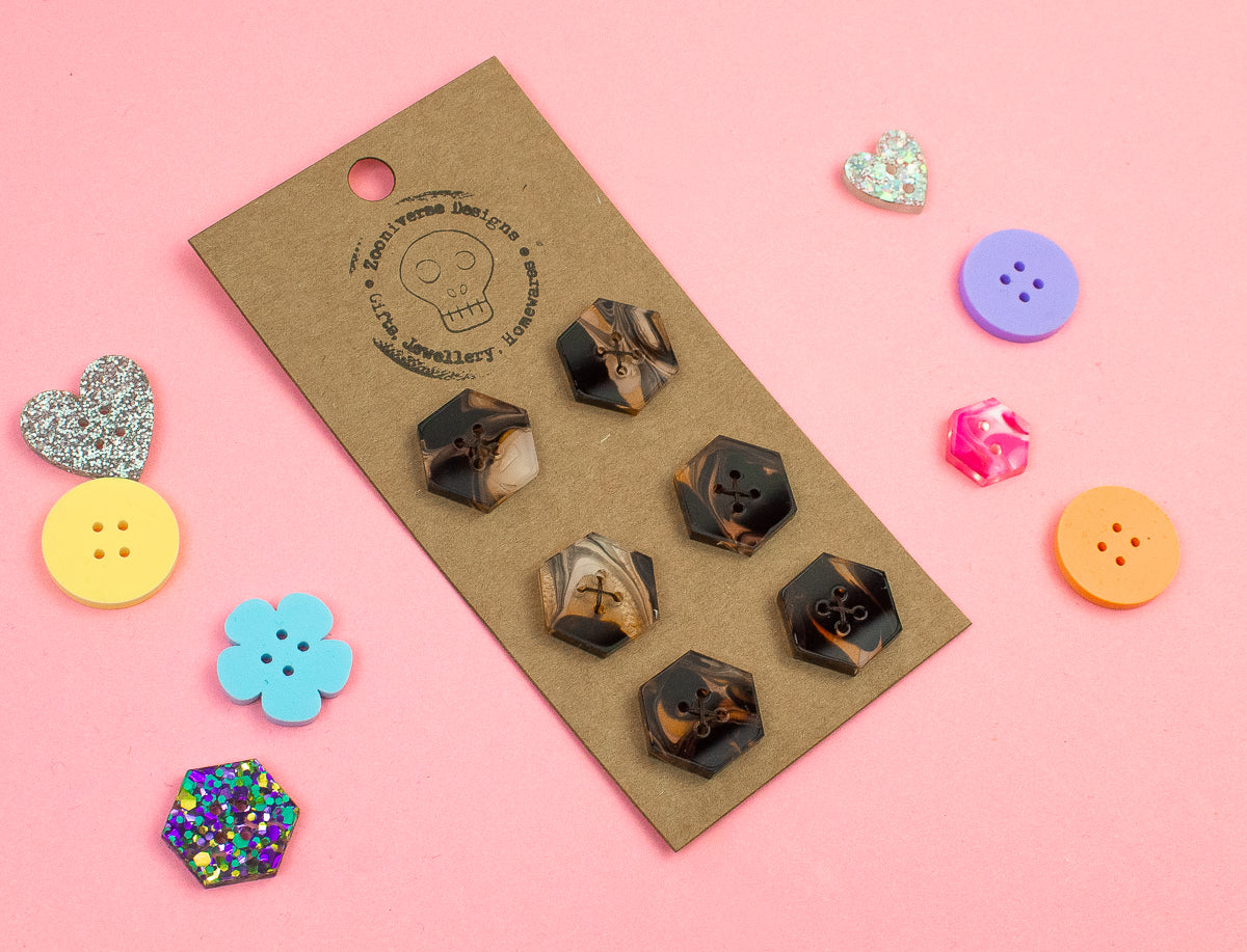 Marble Black Acrylic Buttons
