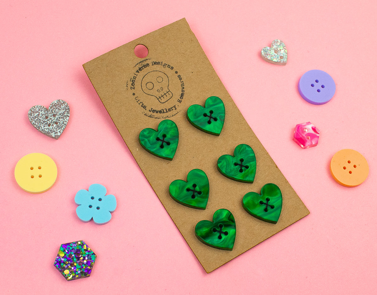 Marble Emerald Acrylic Buttons