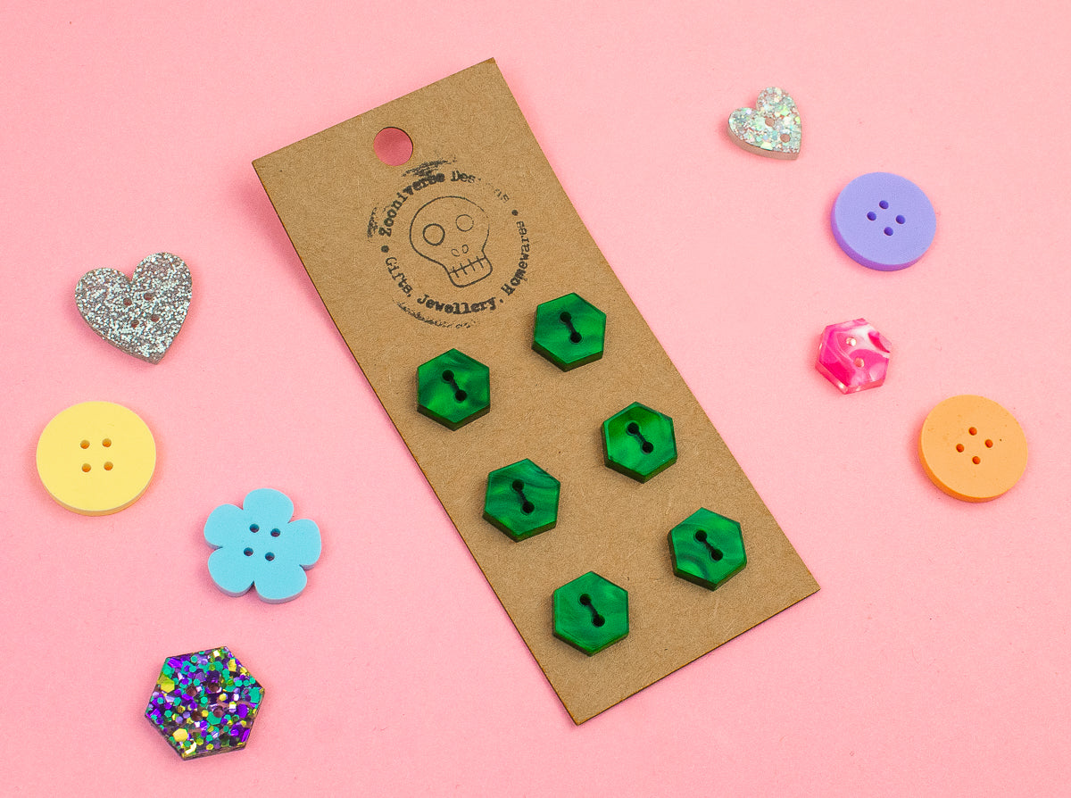 Marble Emerald Acrylic Buttons