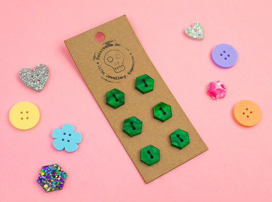 Marble Emerald Acrylic Buttons