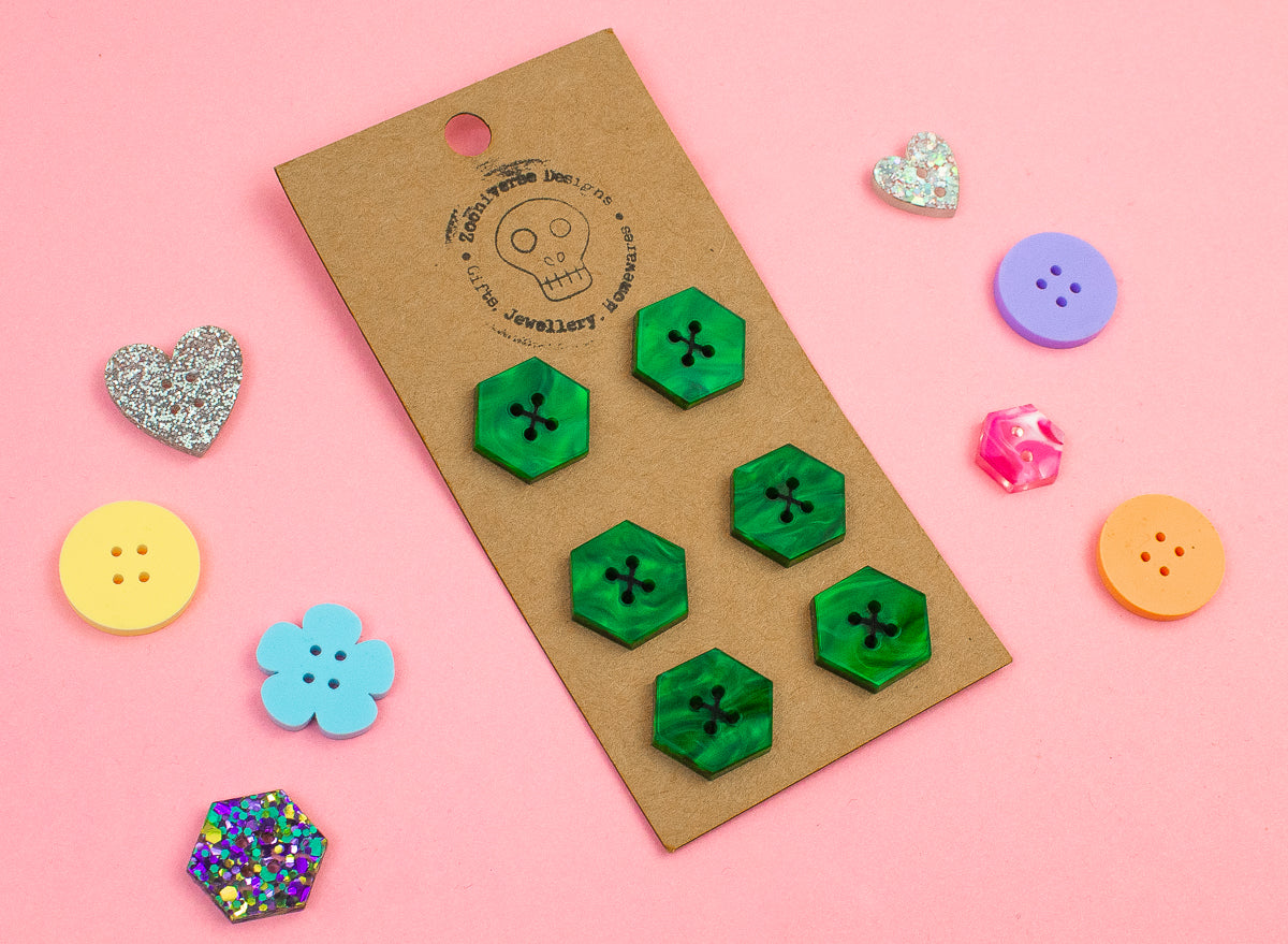 Marble Emerald Acrylic Buttons