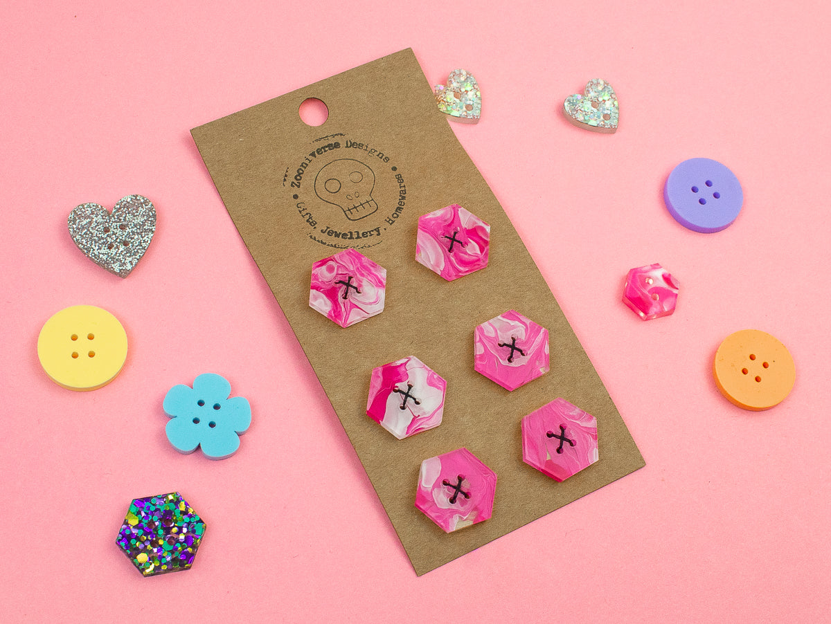 Marble Pink Acrylic Buttons