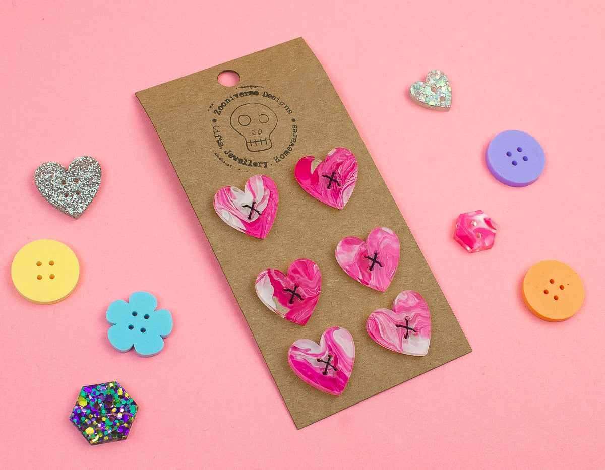 Marble Pink Acrylic Buttons