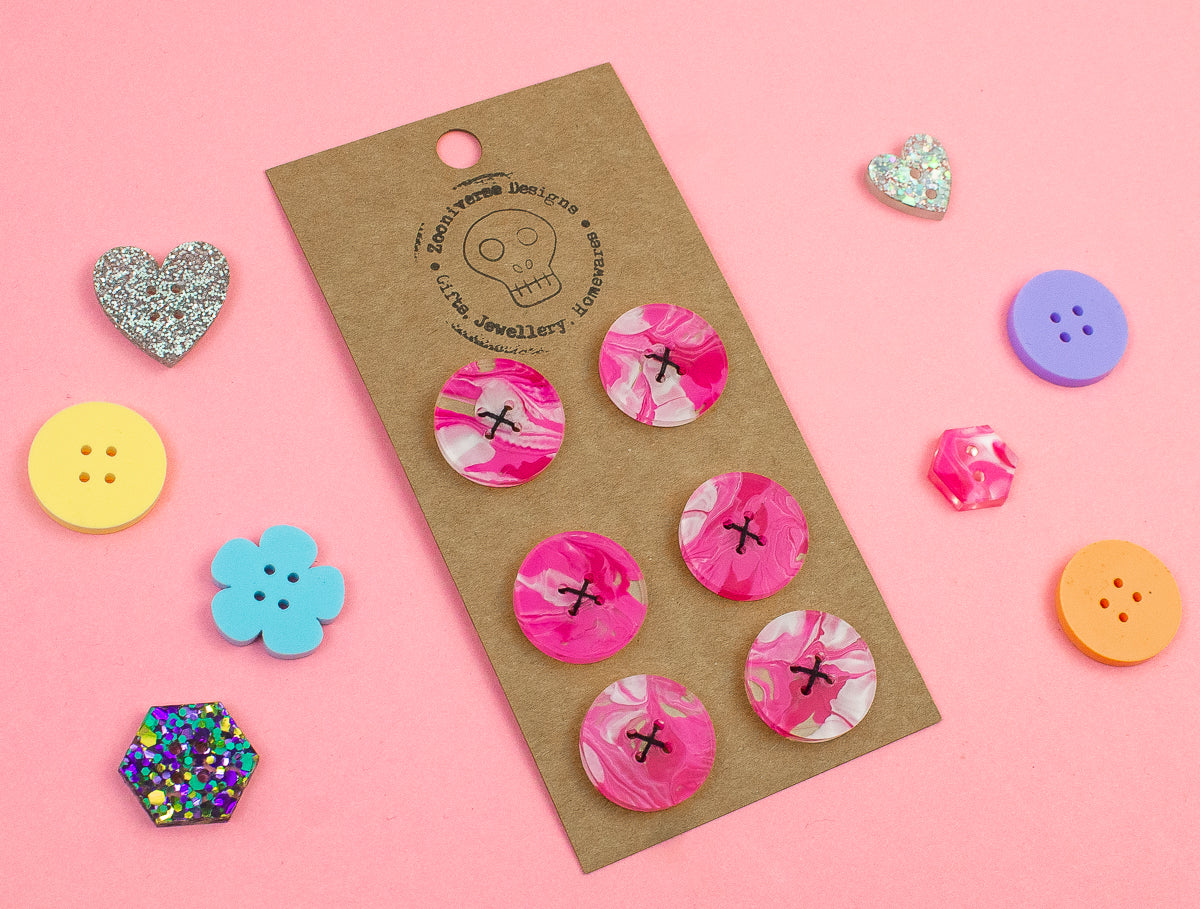Marble Pink Acrylic Buttons