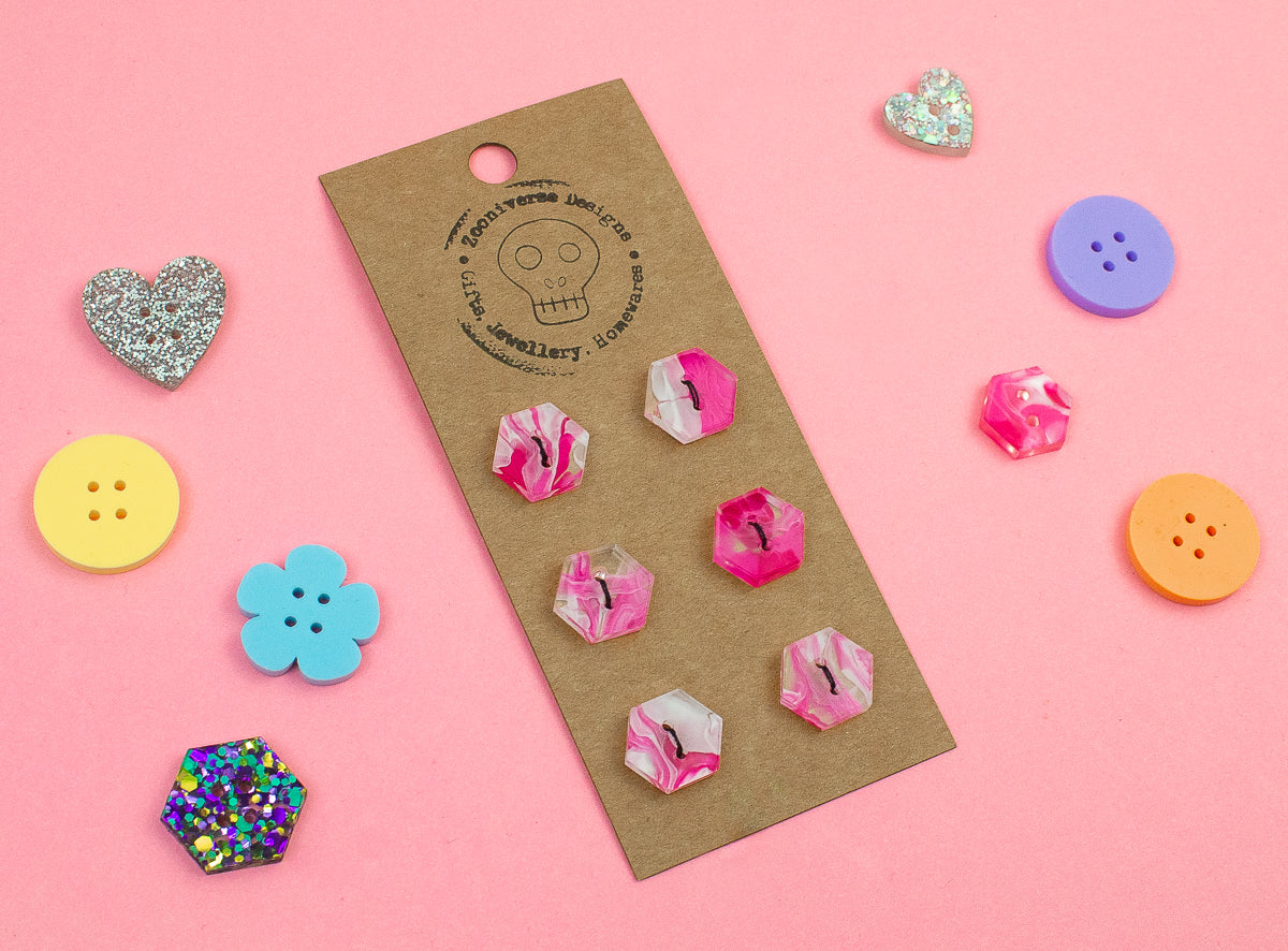 Marble Pink Acrylic Buttons