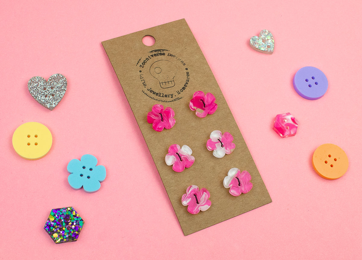 Marble Pink Acrylic Buttons