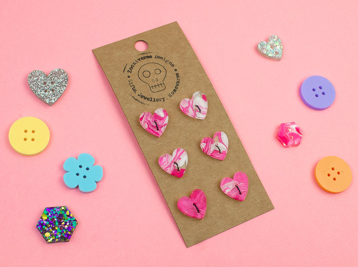 Marble Pink Acrylic Buttons