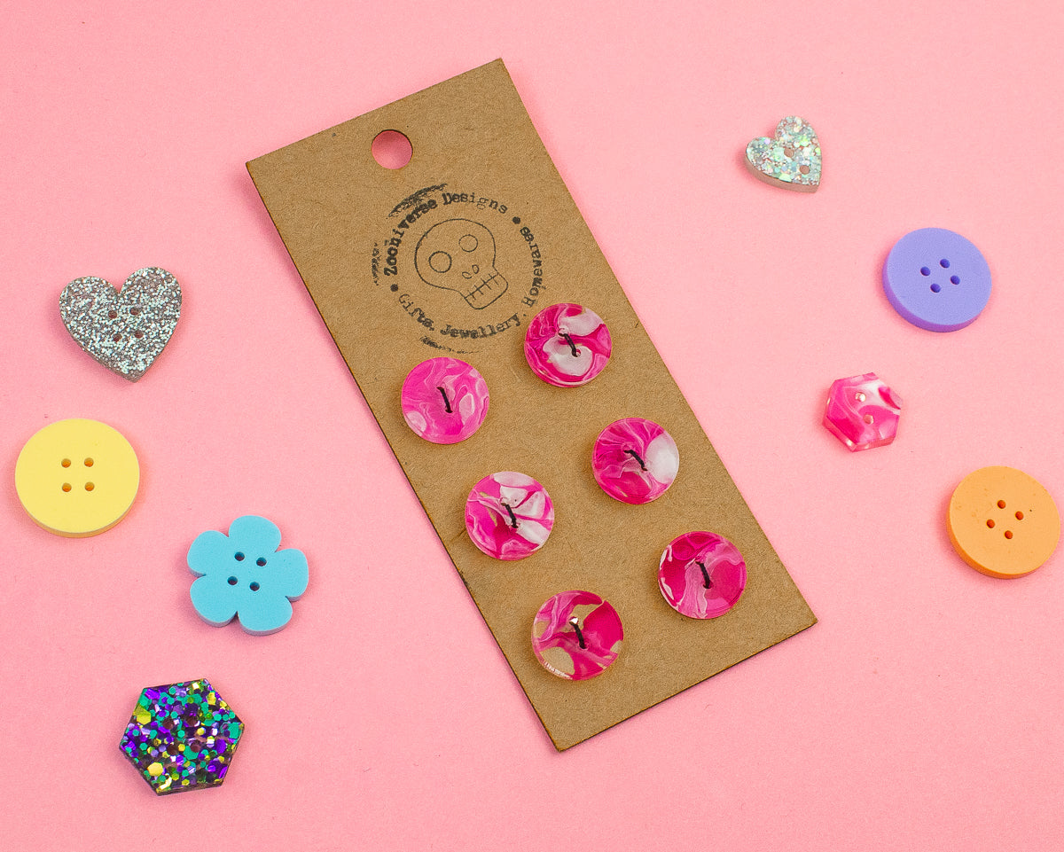 Marble Pink Acrylic Buttons