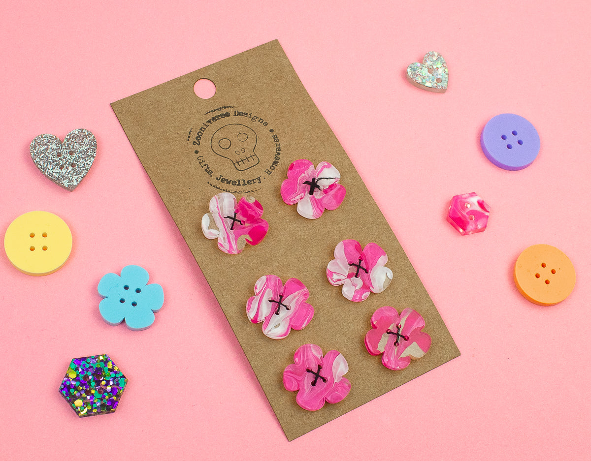 Marble Pink Acrylic Buttons