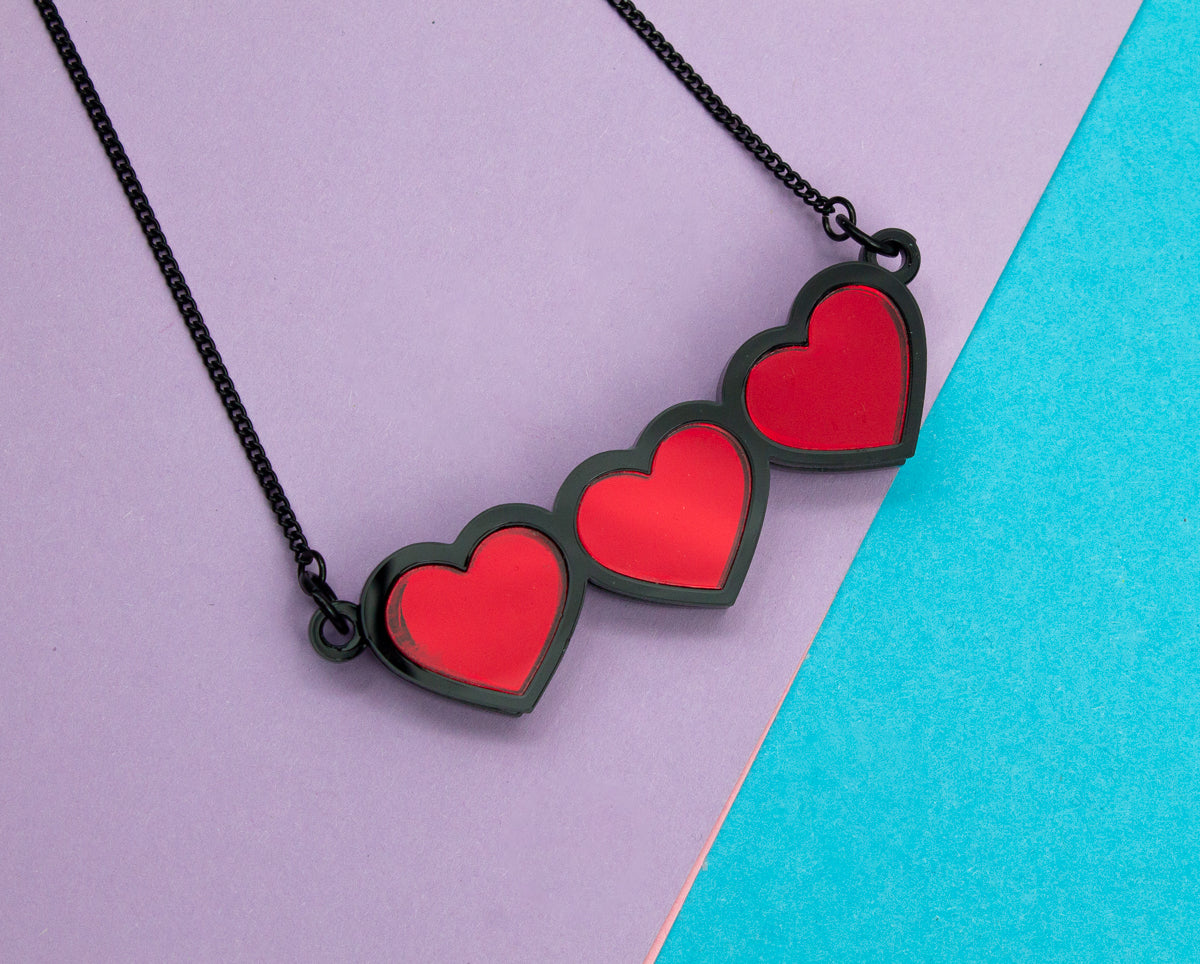 Multiple Heart Acrylic Necklace