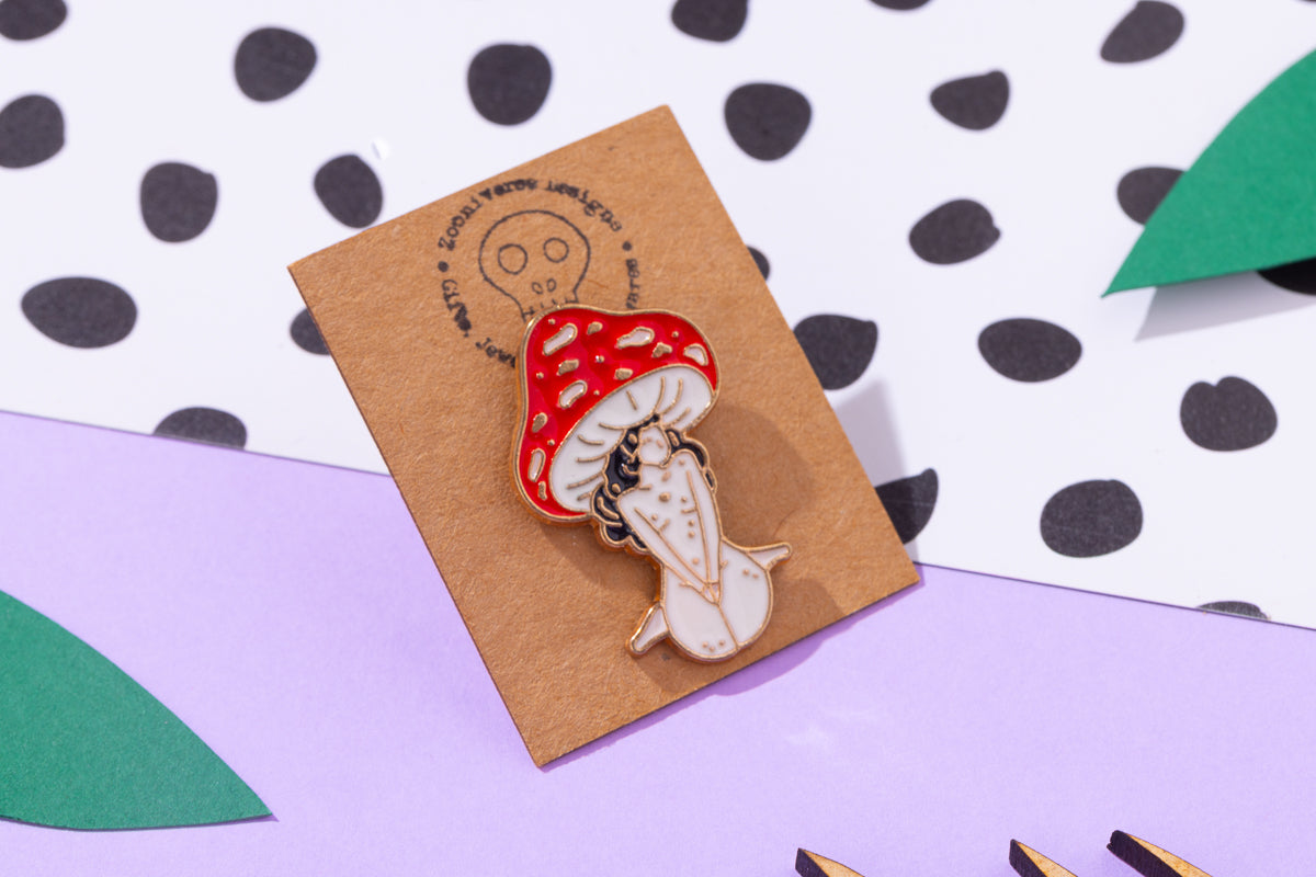 Mushroom Girl Enamel Pin