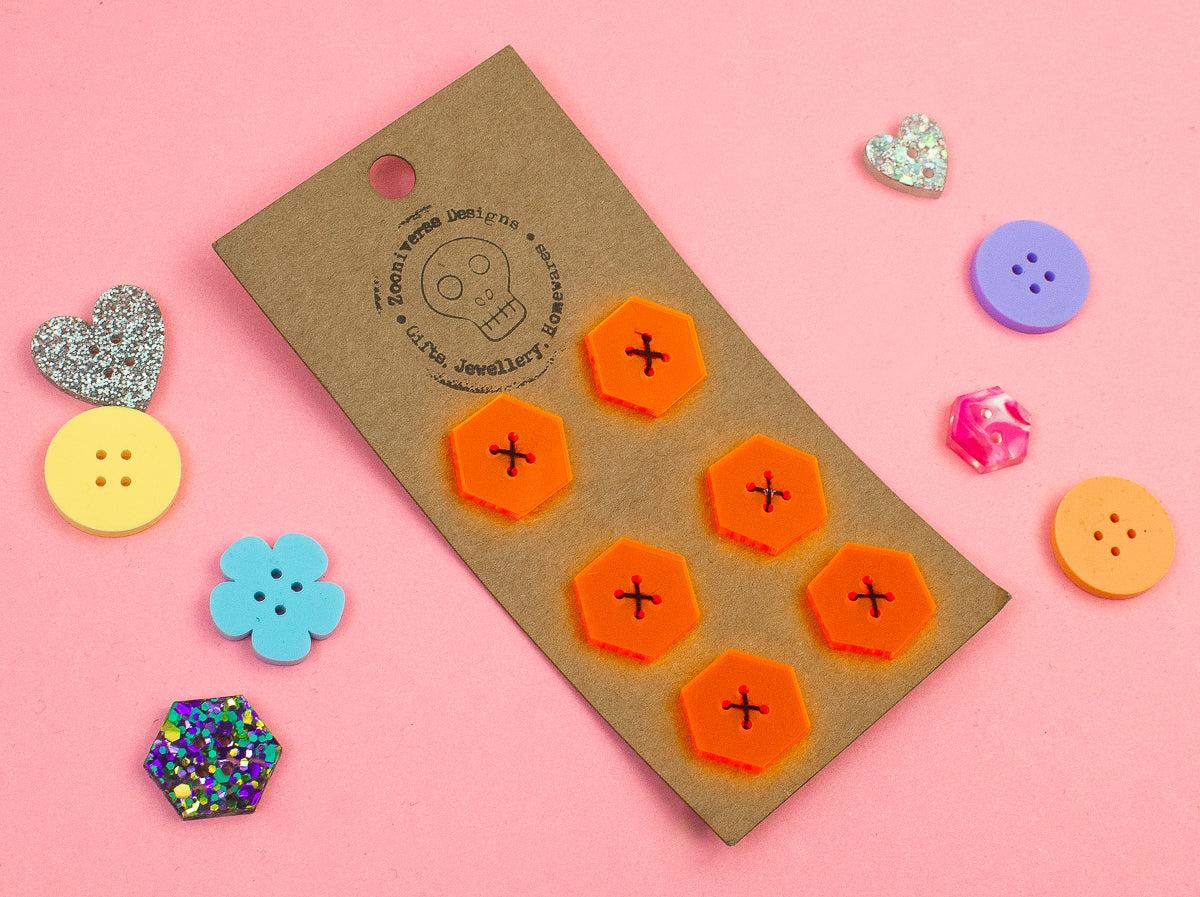Orange Neon Acrylic Buttons
