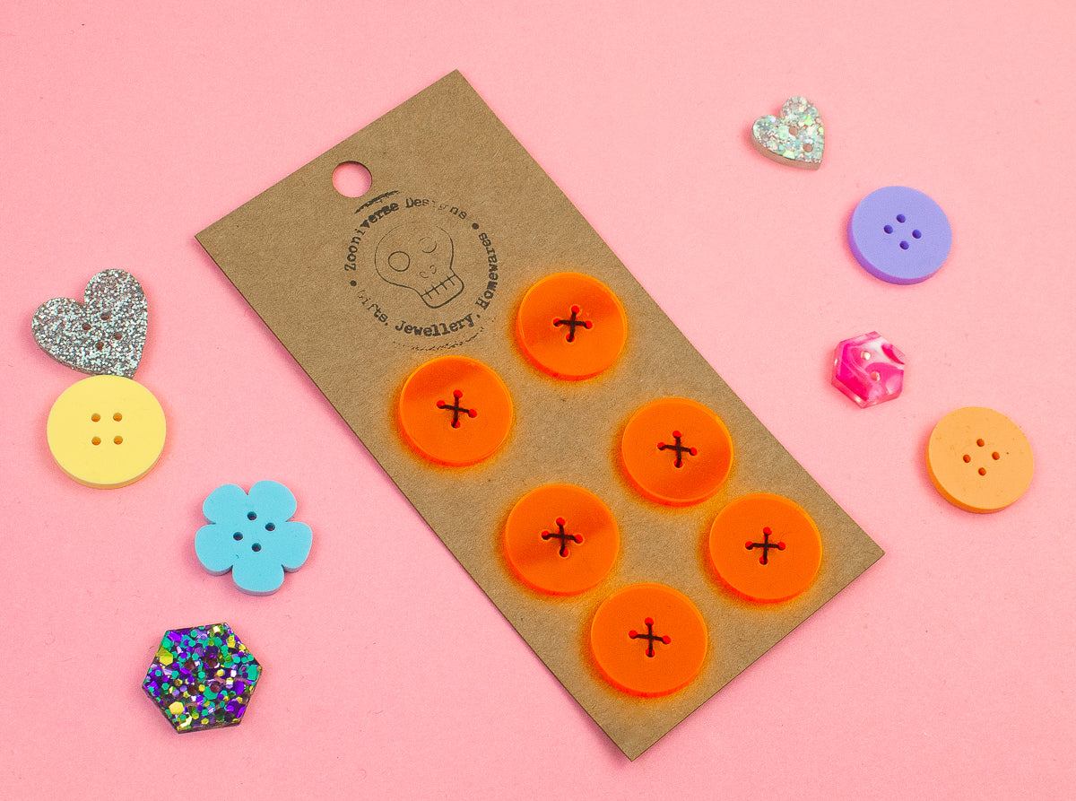 Orange Neon Acrylic Buttons