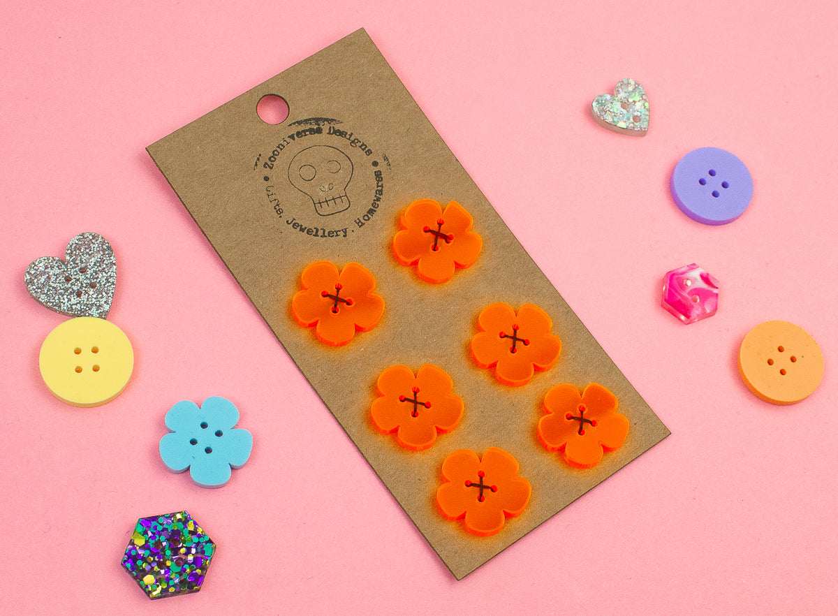 Orange Neon Acrylic Buttons