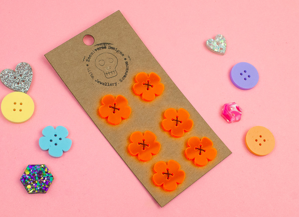 Orange Neon Acrylic Buttons