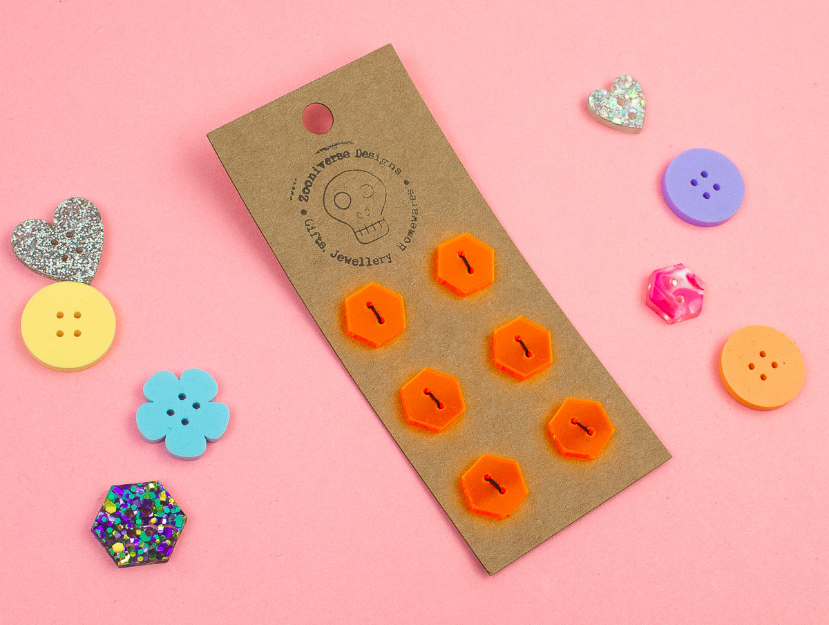 Orange Neon Acrylic Buttons