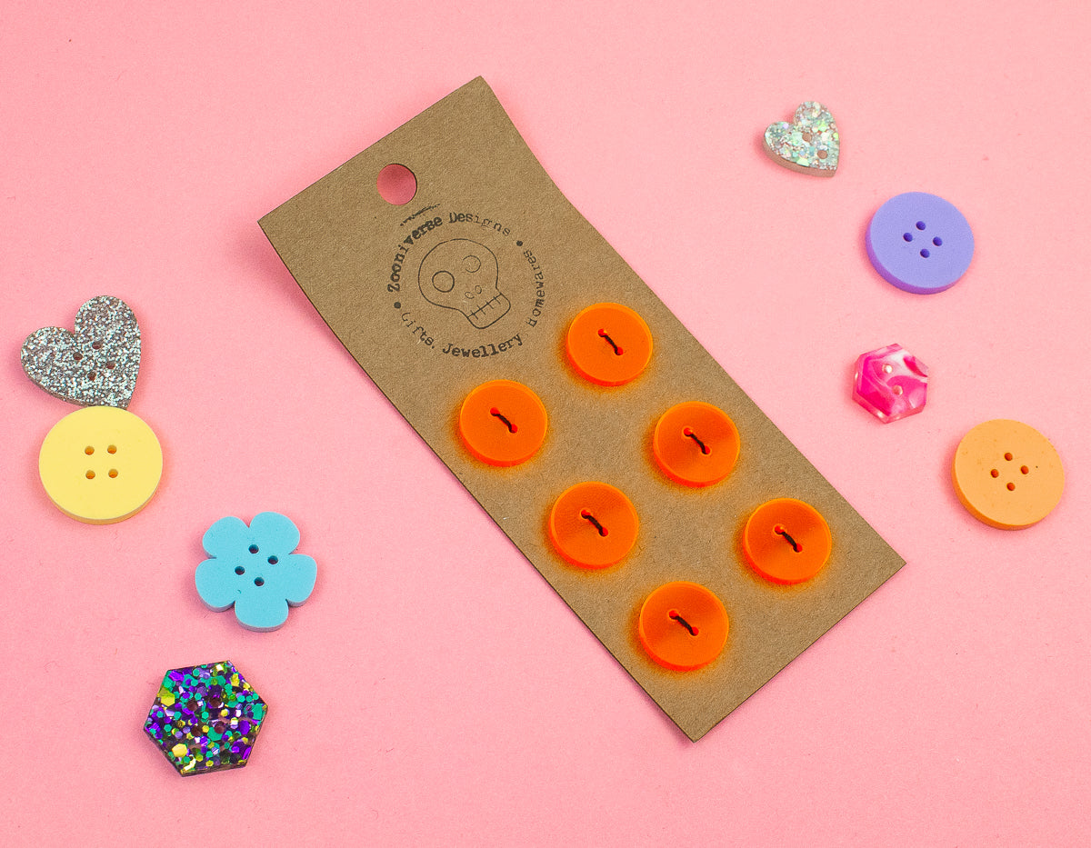 Orange Neon Acrylic Buttons
