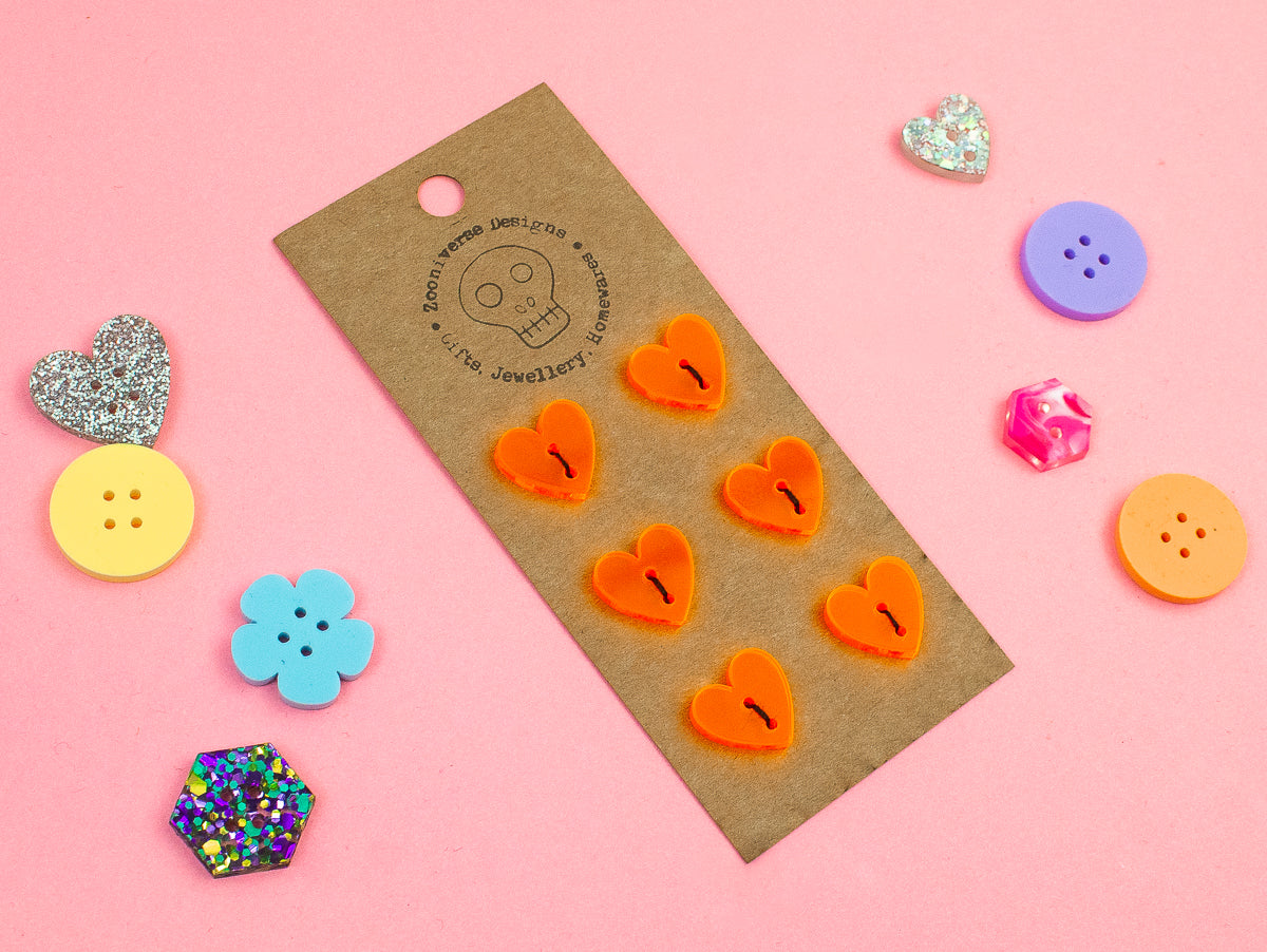 Orange Neon Acrylic Buttons