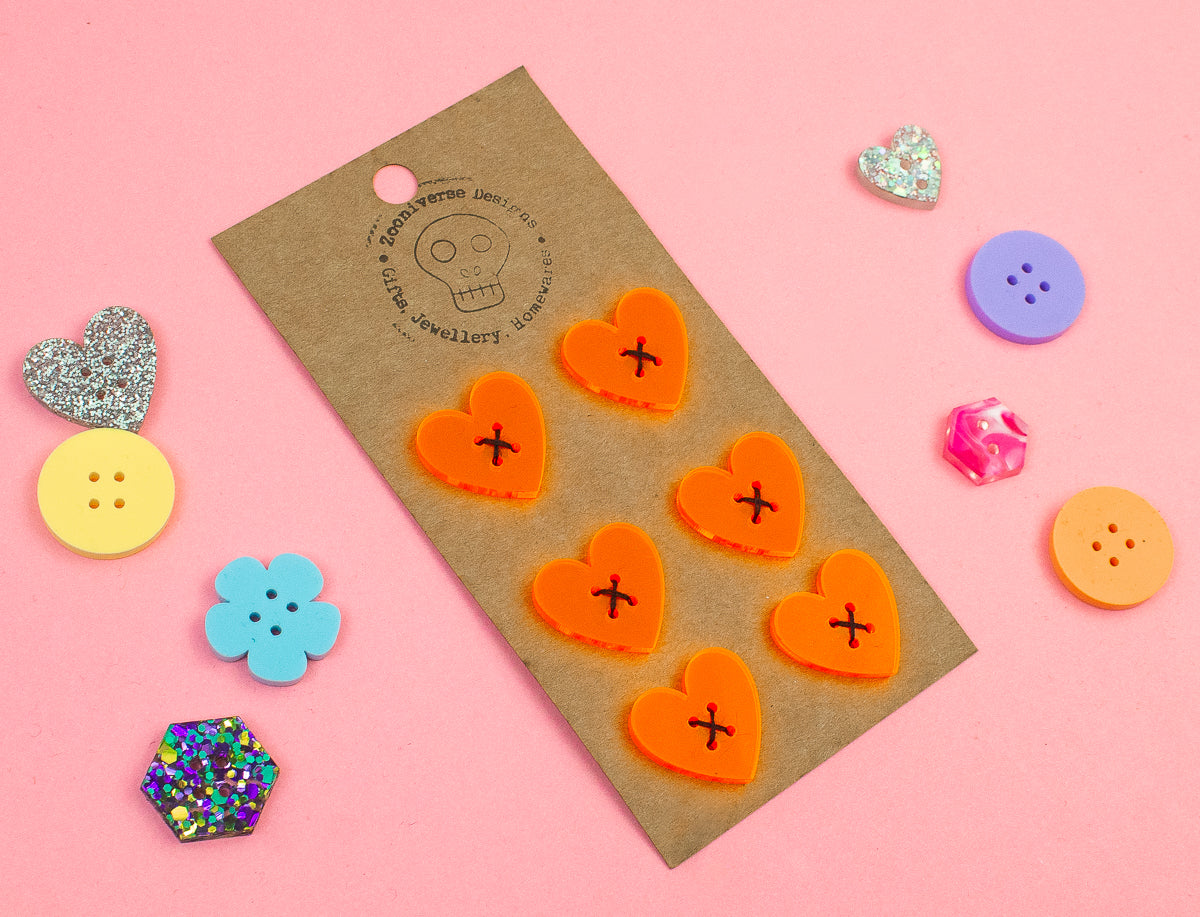 Orange Neon Acrylic Buttons