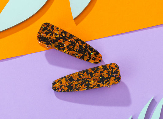 Orange chunky glitter Hairclips