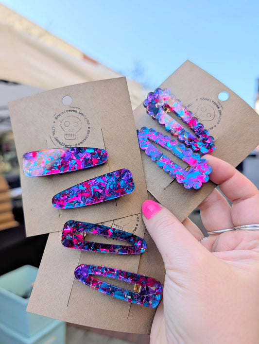 Purple/ Pink chunky glitter Hairclips