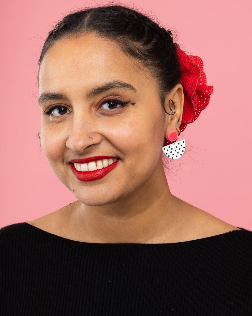 Patterned Geometric Earrings Pink