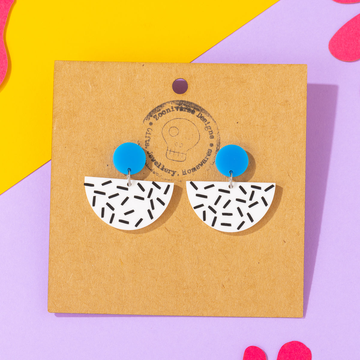 Patterned Geometric Earrings Blue
