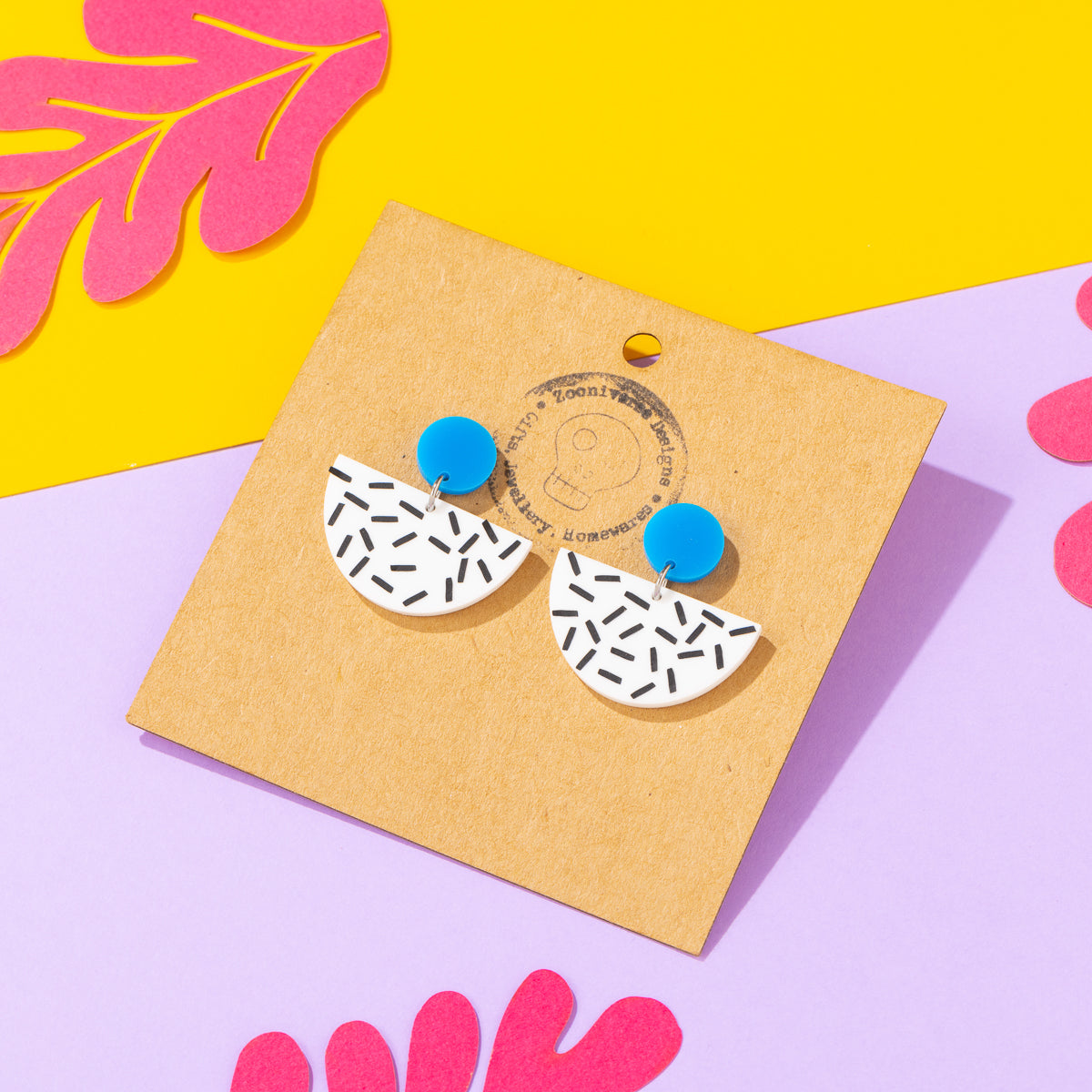 Patterned Geometric Earrings Blue
