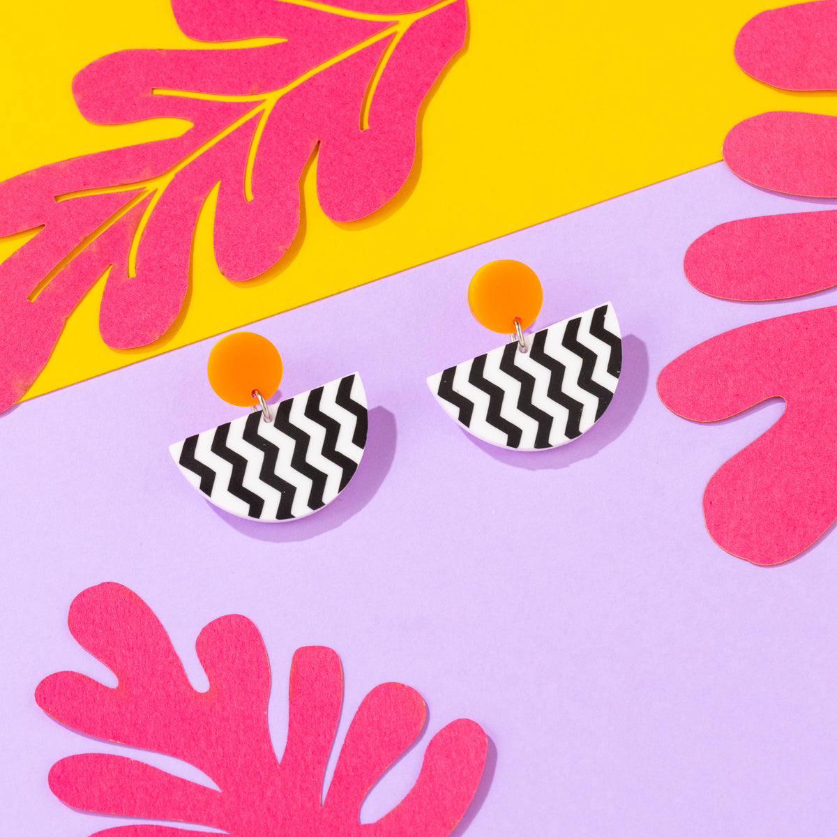 Patterned Geometric Earrings Orange