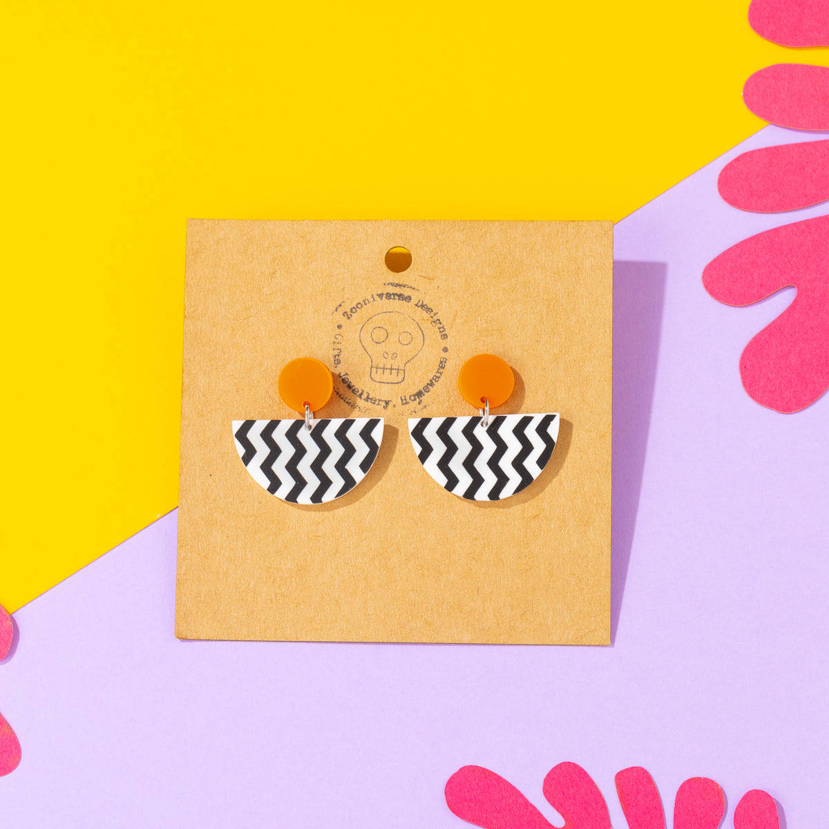 Patterned Geometric Earrings Orange