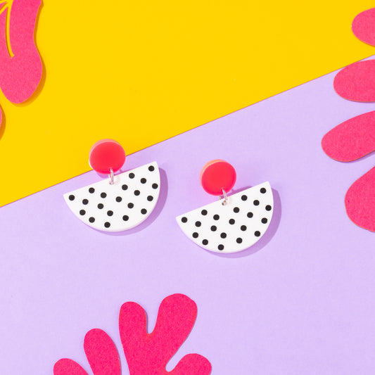 Patterned Geometric Earrings Pink