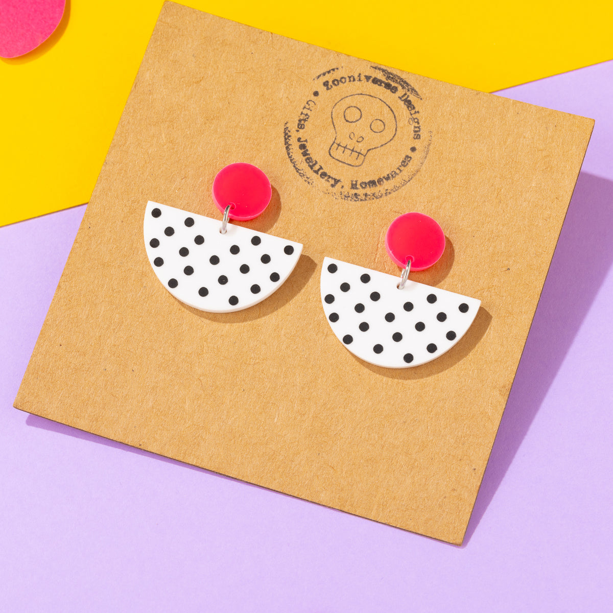 Patterned Geometric Earrings Pink