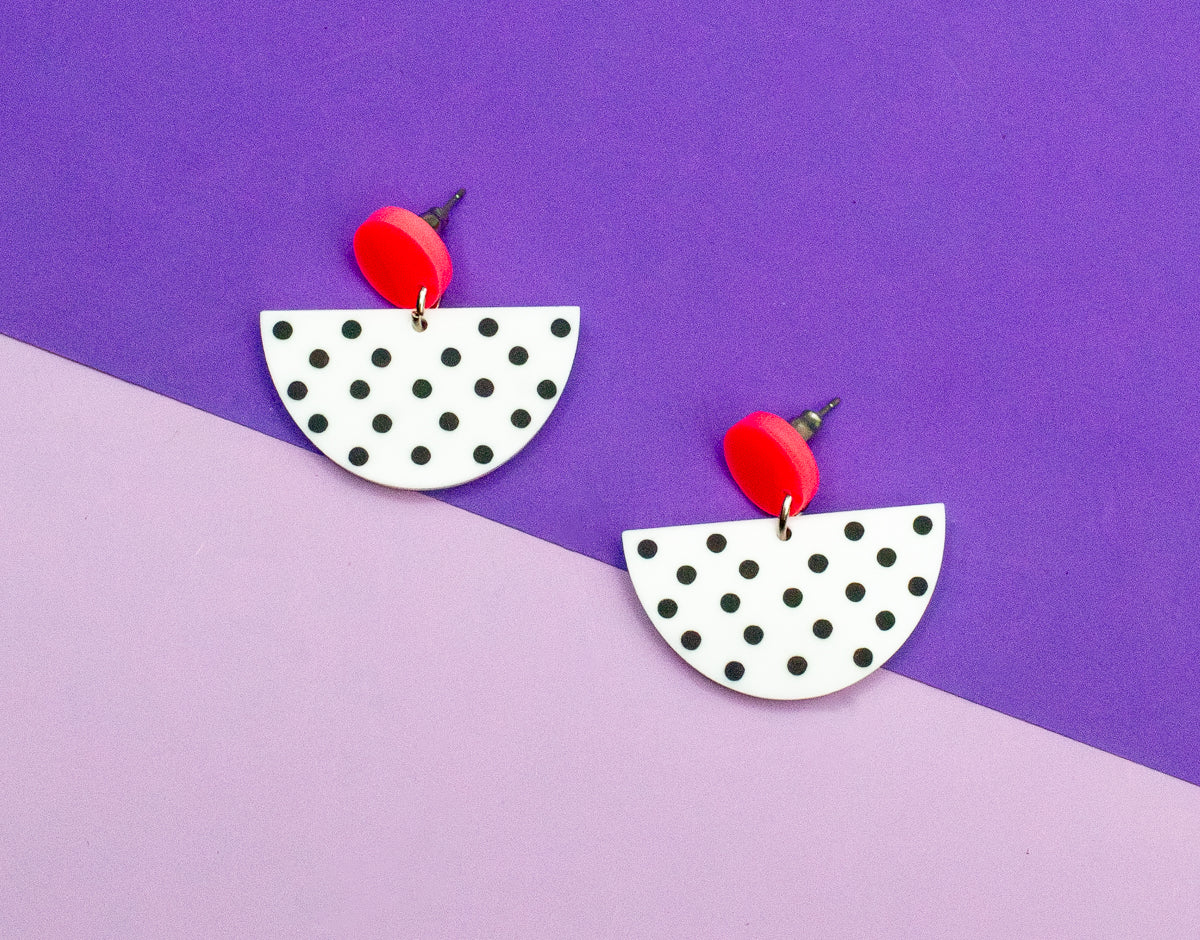 Patterned Geometric Earrings Pink
