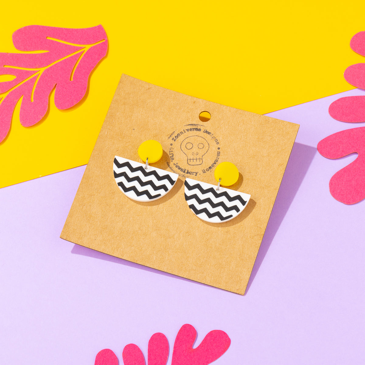 Patterned Geometric Earrings Yellow