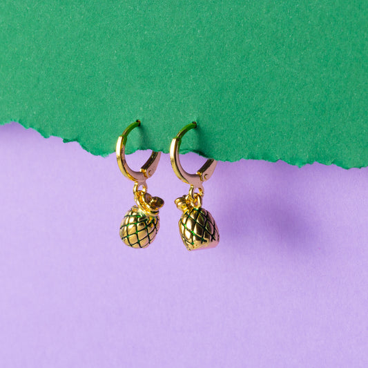 Pineapple Huggie Hoops Gold