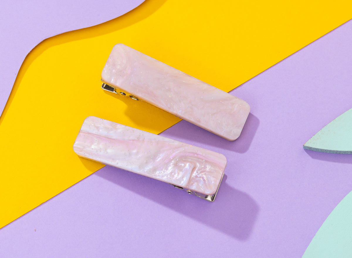Pink Galaxy Rectangle Hairclips