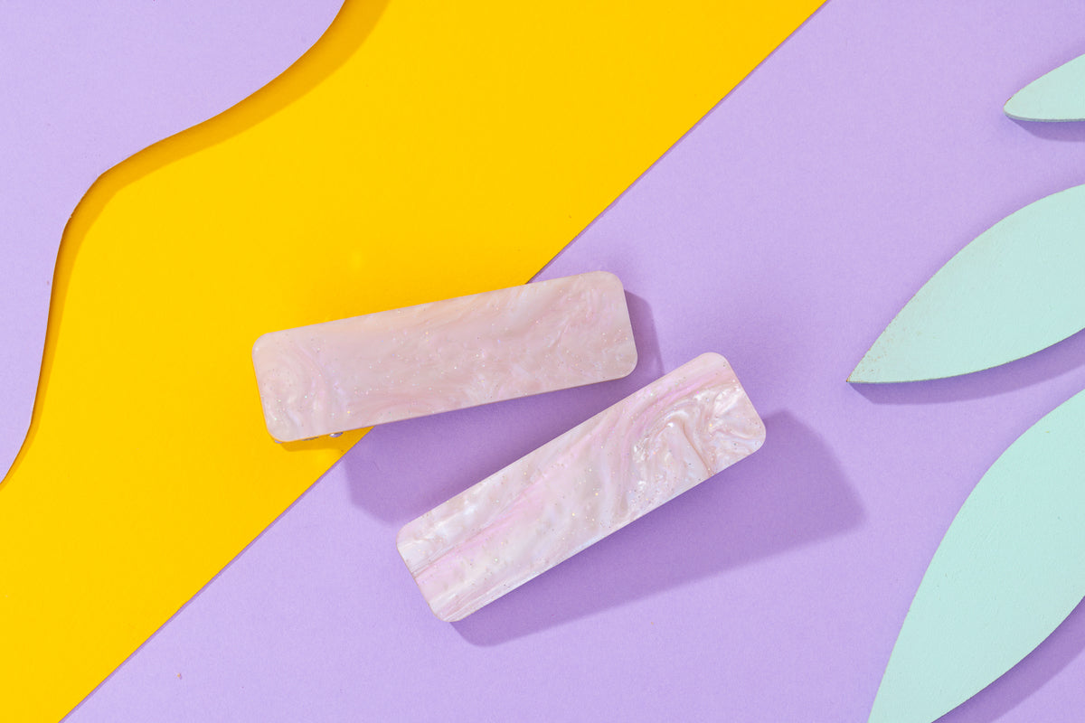 Pink Galaxy Rectangle Hairclips