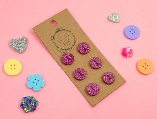 Pink Glitter Acrylic Buttons