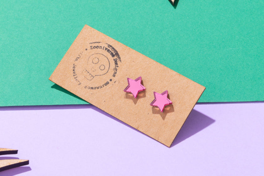 Mirrored Star Stud Earrings