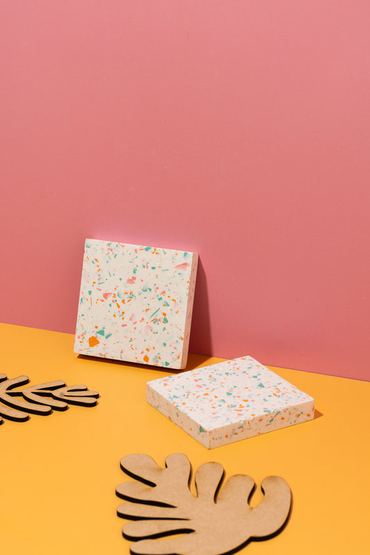 Pink, Teal, Orange, White Coasters
