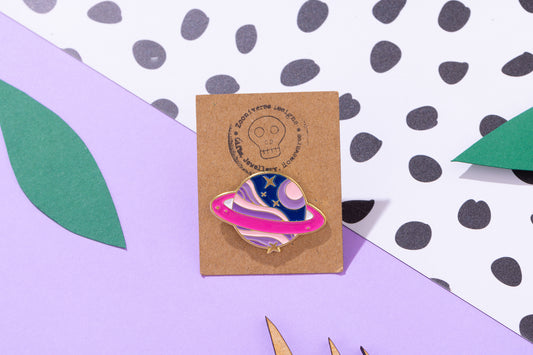 Planet, cosmos with Star Enamel Pin