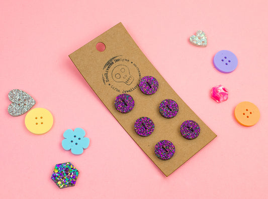 Purple Glitter Acrylic Buttons